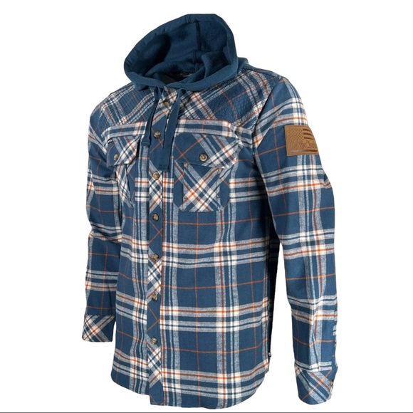 Howitzer Style Men's Button Down Hoodie Flannel Squad Military Grunt - Picture 2 of 11